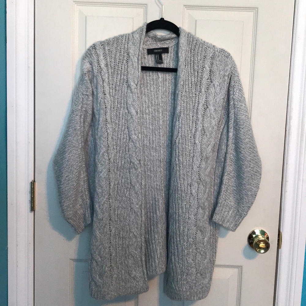Forever 21 gray knit sweater cardigan